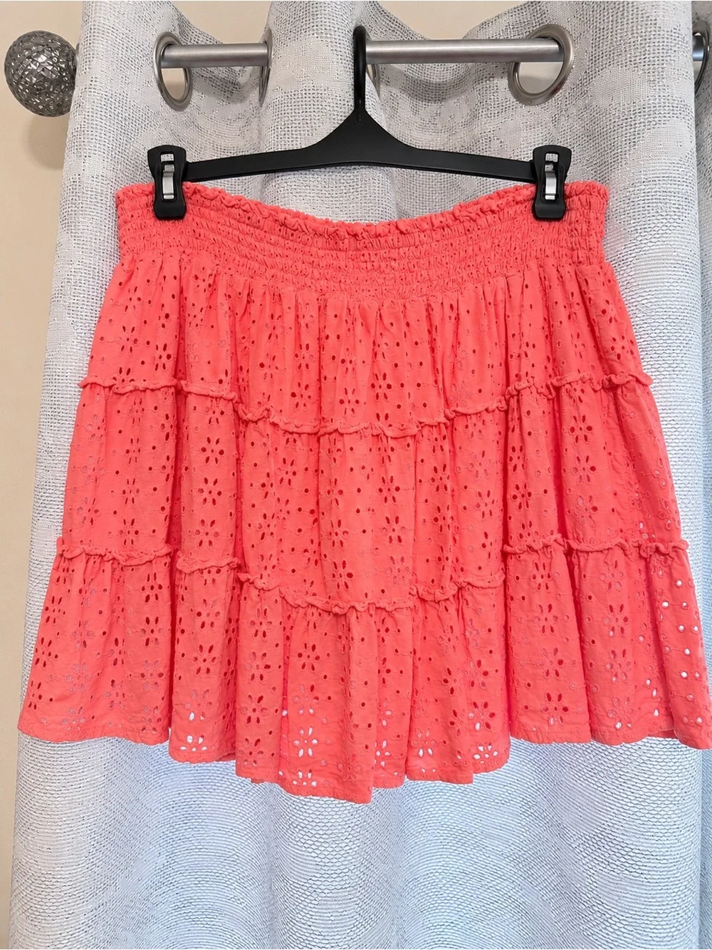 Justice Coral Tiered Eyelet Mini Skirt